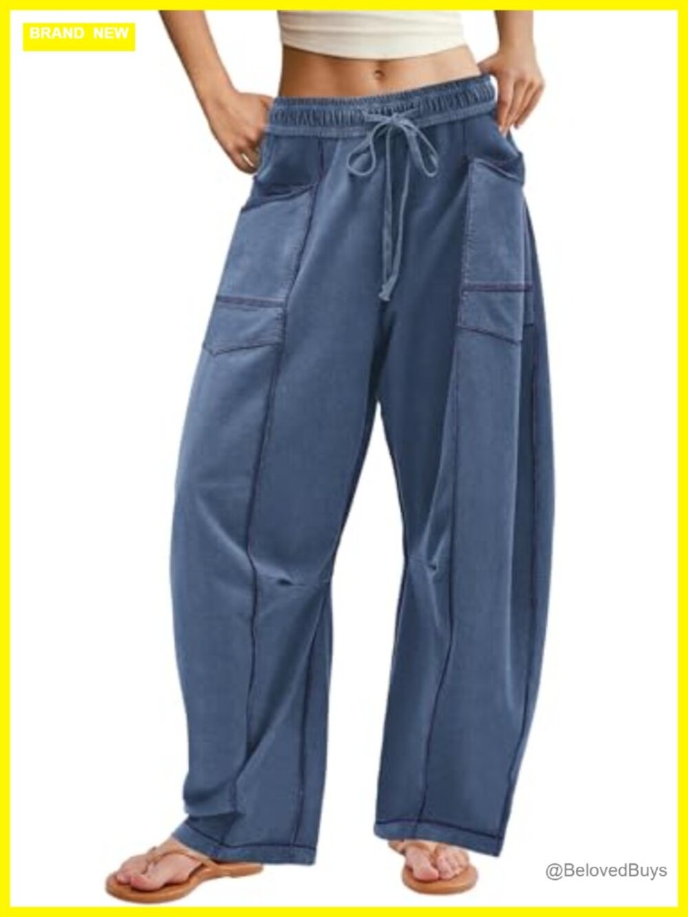 Wide Leg Barrel Sweatpants Elastic Waist High Rise Drawstring Lounge